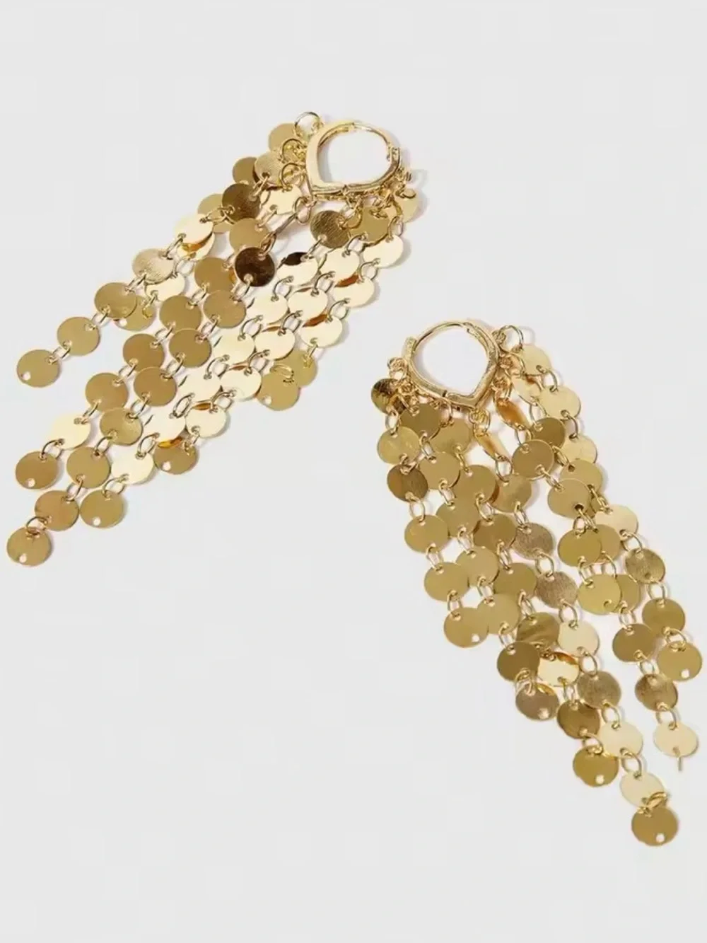 Gold Cascading Disc Hoop Earrings